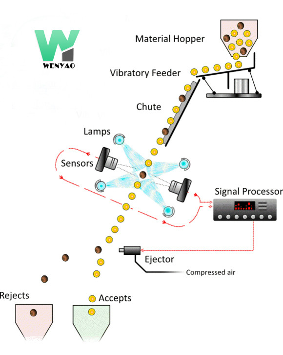 Wenyao Intelligent CCD Camera Color Sorter Μηχανή διαλογής χρωμάτων φυστικιών