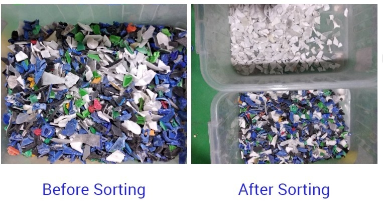 Μηχανή διαλογής χρώματος νιφάδων μαύρου πλαστικού Έξυπνος διαχωριστής χρώματος CCD Υψηλής απόδοσης μηχανή διαχωρισμού χρώματος για PVC PET