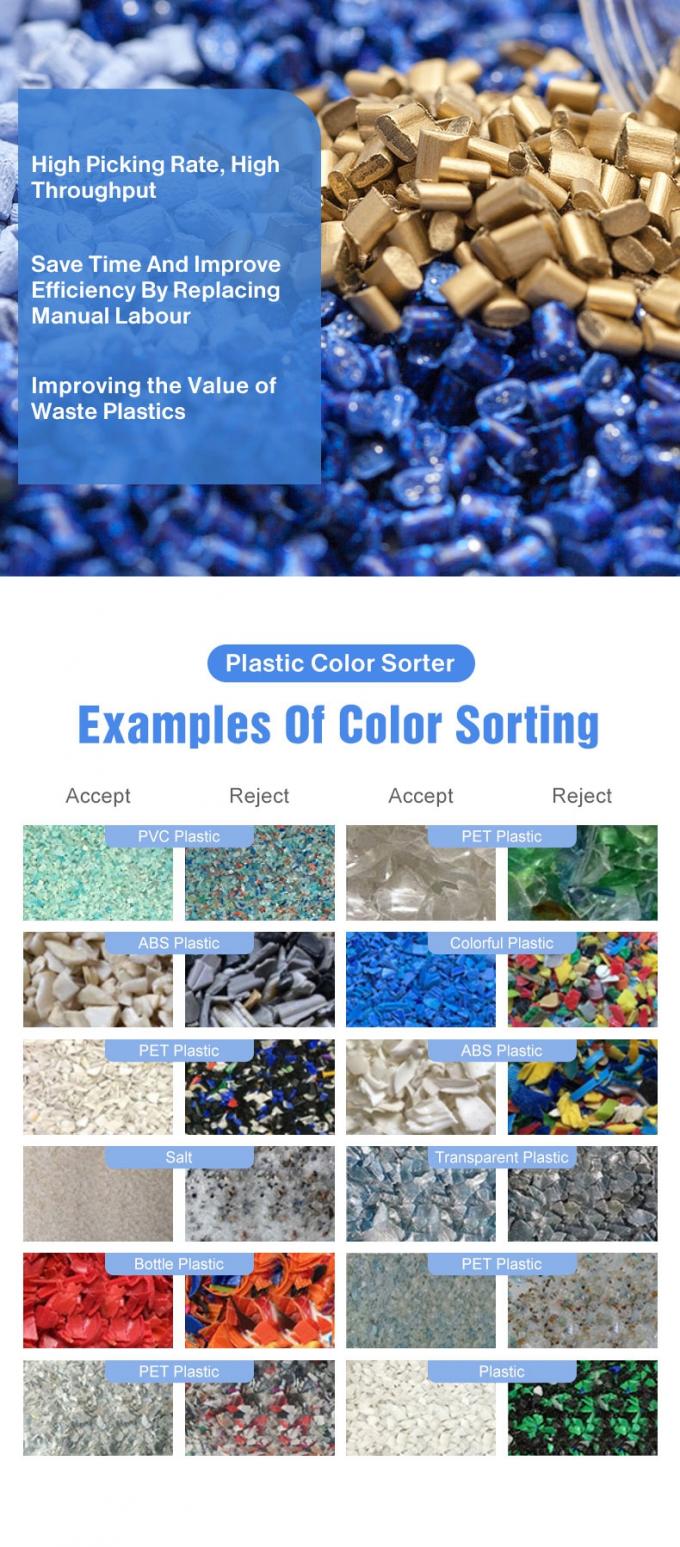 3 Κατασκευαστής αγωγού απευθείας πώληση CCD κάμερα PET PVC PP πλαστική συσκευή διαλογής χρωμάτων 1