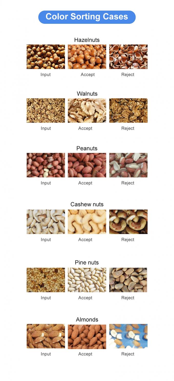 Ευφυής μηχανή διαλογής χρώματος καρύδας 6 Chute με αισθητήρα Toshiba CCD και κάμερα RGB 2